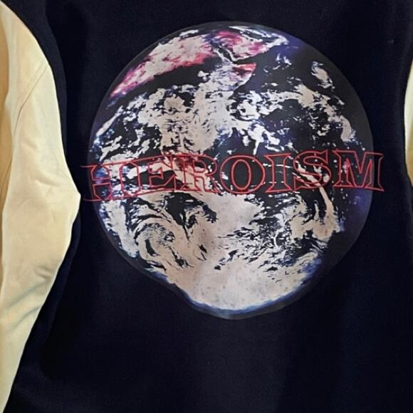 Ksubi Bomber Jacket Leather Sleeves Size Medium Heroism Globe - Picture 6 of 13